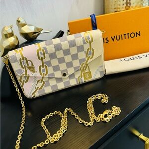 Louis Vuitton Gold and Cream Felicie Crossbody Bag LIKE NEW